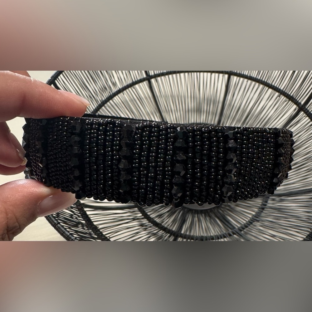 LARGE BLACK beaded style headband. *Brand New*